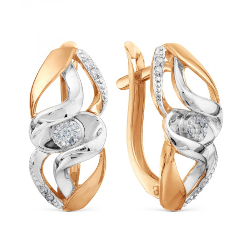 Золотые cерьги классические с бриллиантом