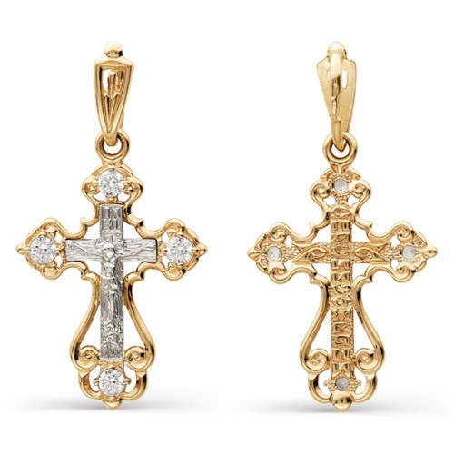 Крест из золота с фианитом