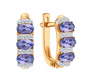 Золотые cерьги с танзанитом