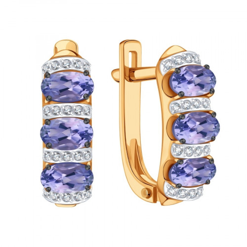 Золотые cерьги с танзанитом