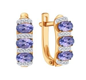 Золотые cерьги с танзанитом