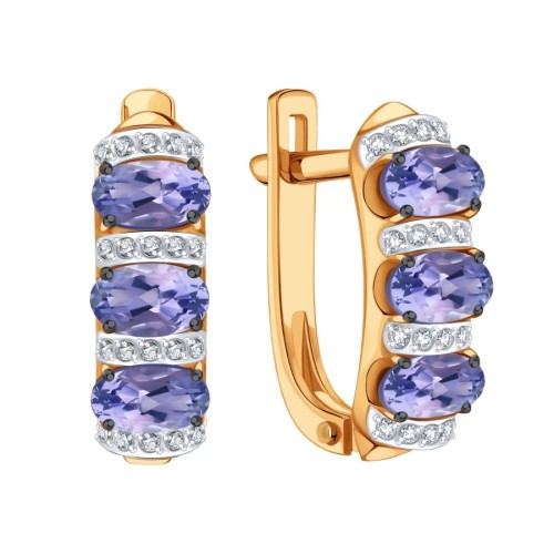 Золотые cерьги с танзанитом