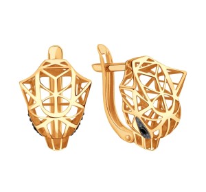 Золотые cерьги классические с бриллиантом