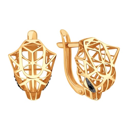 Золотые cерьги классические с бриллиантом