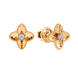 Золотые cерьги пусеты (гвоздики) с бриллиантом
