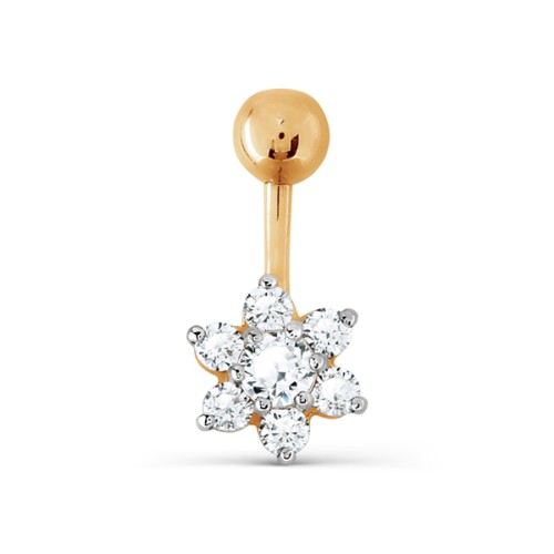 Серьга д/пирсинга из золота с фианитом