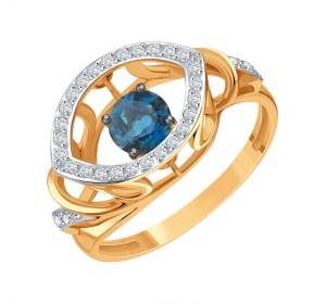 Золотое кольцо с лондон топазом