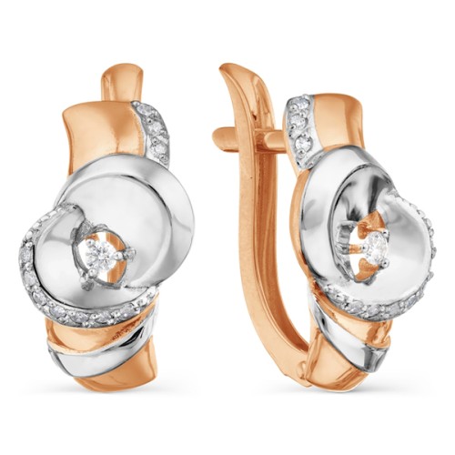 Золотые cерьги классические с бриллиантом