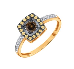 Золотое кольцо с раух-топазом