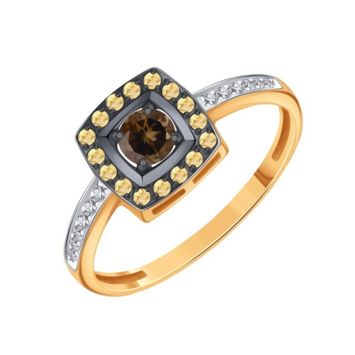 Золотое кольцо с раух-топазом