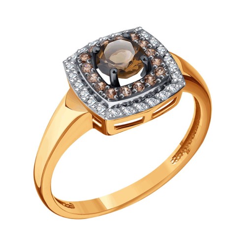 Золотое кольцо с раух-топазом
