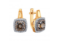 Золотые cерьги классические с раух-топазом