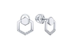 Серьги пусеты (гвоздики) из белого золота с бриллиантом