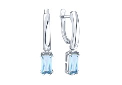 Серьги висячие из белого золота с топазом