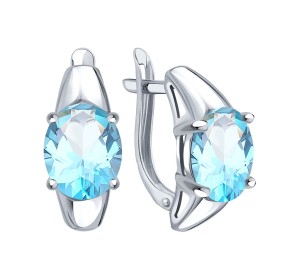 Серьги из белого золота с топазом