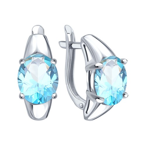 Серьги из белого золота с топазом