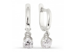 Серьги висячие из белого золота с фианитом