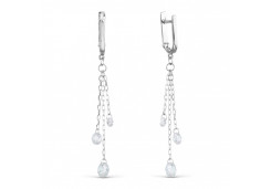 Серьги висячие из белого золота с фианитом