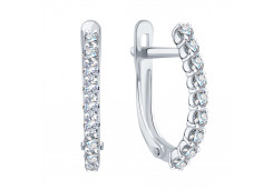 Серьги из белого золота с фианитом