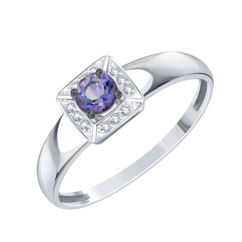 Кольцо из белого золота с танзанитом