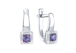 Серьги классические из белого золота с танзанитом