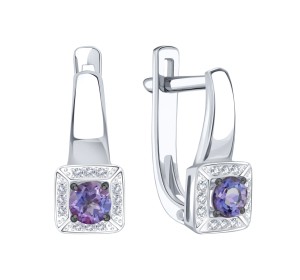 Серьги классические из белого золота с танзанитом