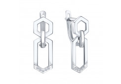 Серьги висячие из белого золота с бриллиантом