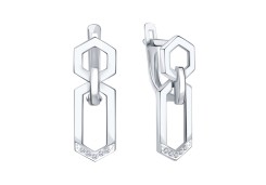 Серьги висячие из белого золота с бриллиантом