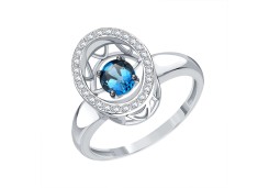 Кольцо из белого золота с лондон топазом