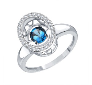 Кольцо из белого золота с лондон топазом