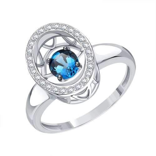 Кольцо из белого золота с лондон топазом