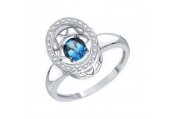 Кольцо из белого золота с лондон топазом