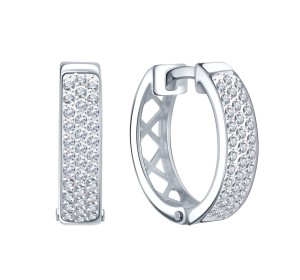 Серьги классические из белого золота с фианитом