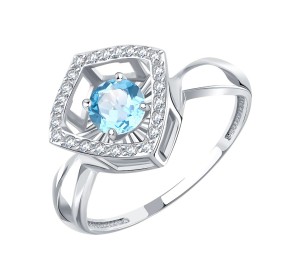 Кольцо из белого золота с топазом