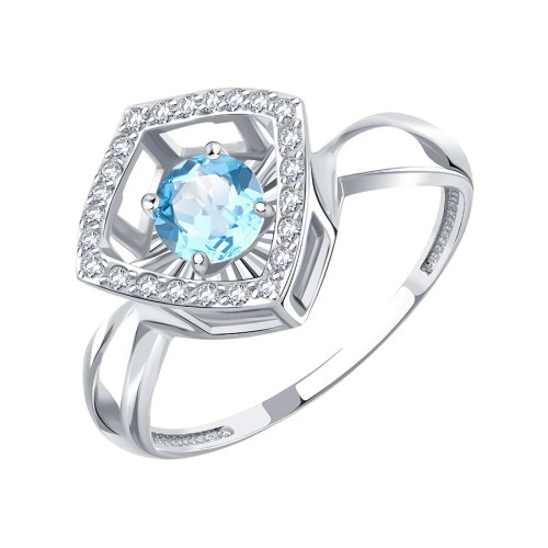 Кольцо из белого золота с топазом