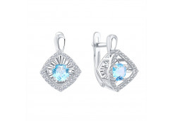 Серьги классические из белого золота с топазом