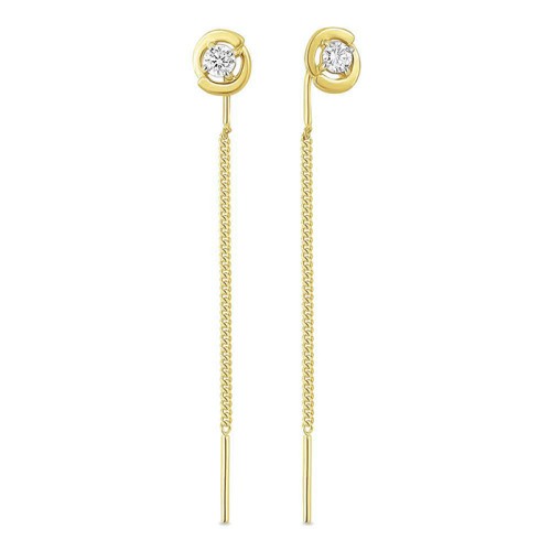 Серьги из желтого золота с фианитом