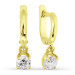Серьги висячие из желтого золота с фианитом