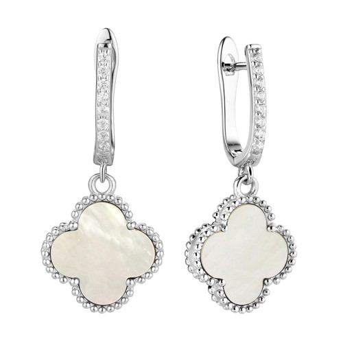 Серебряные cерьги висячие с перламутром