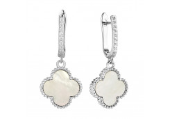 Серебряные cерьги висячие с перламутром