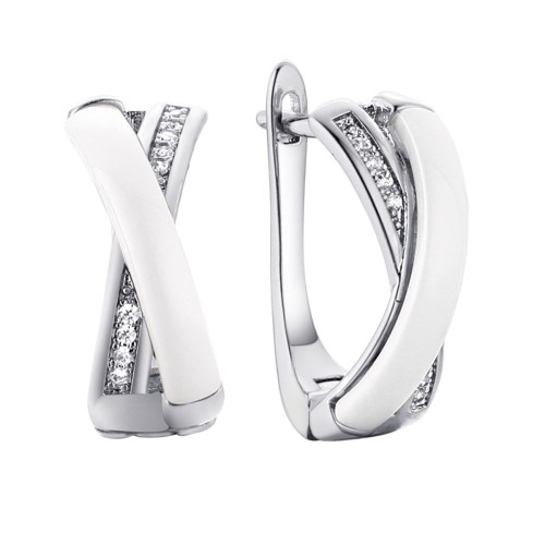 Серебряные cерьги классические с керамикой