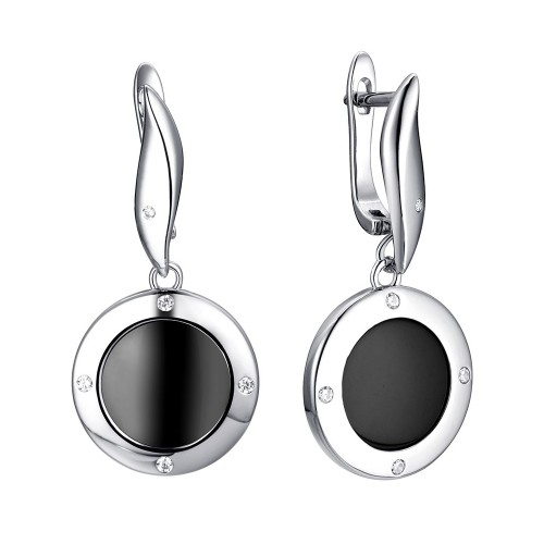 Серебряные cерьги висячие с керамикой