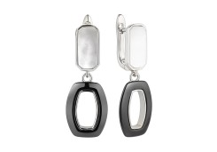 Серебряные cерьги висячие с керамикой