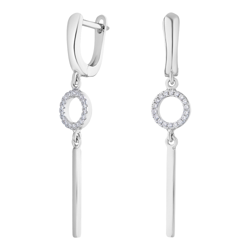 Серебряные cерьги висячие с фианитом