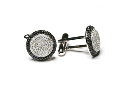 Запонки из серебра с фианитом