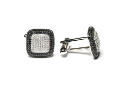 Запонки из серебра с фианитом