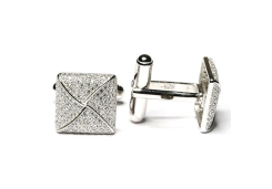 Запонки из серебра с фианитом