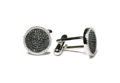 Запонки из серебра с фианитом