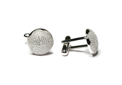 Запонки из серебра с фианитом