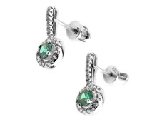 Серебряные cерьги пусеты (гвоздики) с фианитом